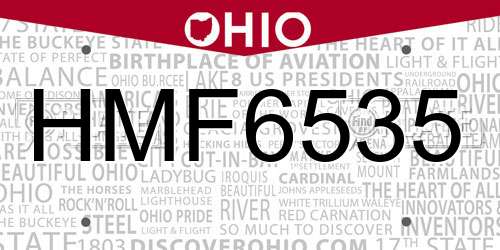 HMF6535 Ohio License Plate