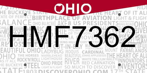 HMF7362 Ohio License Plate