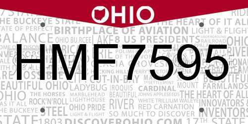 HMF7595 Ohio License Plate