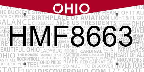 HMF8663 Ohio License Plate