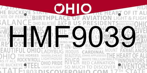 HMF9039 Ohio License Plate