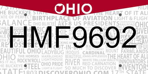 HMF9692 Ohio License Plate