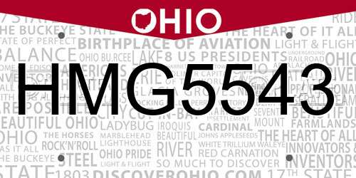 HMG5543 Ohio License Plate