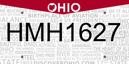 HMH1627 Ohio License Plate
