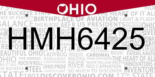 HMH6425 Ohio License Plate