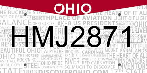HMJ2871 Ohio License Plate