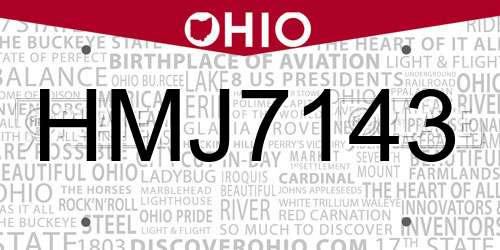 HMJ7143 Ohio License Plate