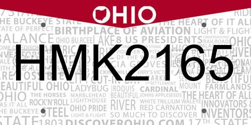 HMK2165 Ohio License Plate