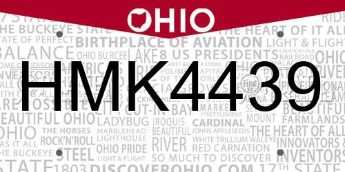 HMK4439 Ohio License Plate