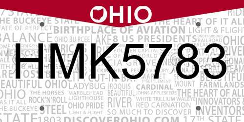 HMK5783 Ohio License Plate
