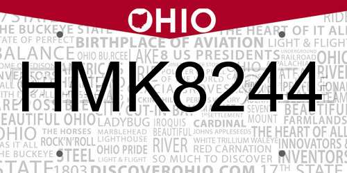 HMK8244 Ohio License Plate