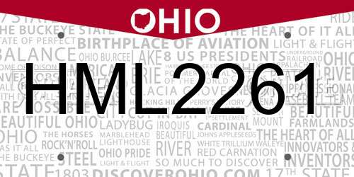 HML2261 Ohio License Plate