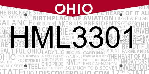 HML3301 Ohio License Plate
