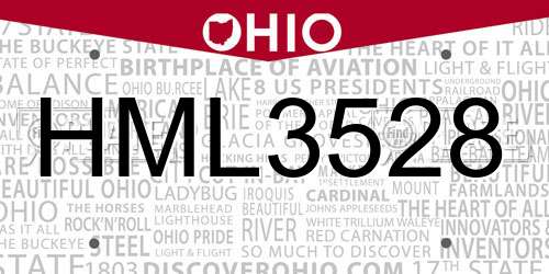 HML3528 Ohio License Plate