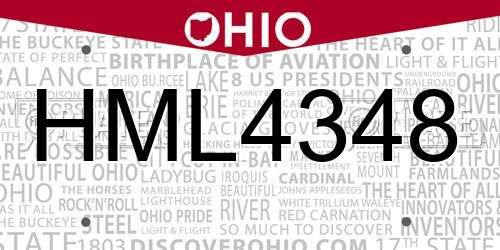 HML4348 Ohio License Plate