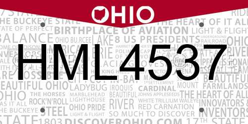 HML4537 Ohio License Plate