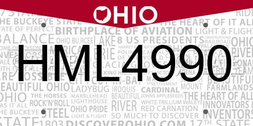 HML4990 Ohio License Plate