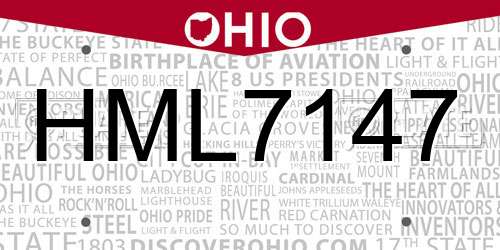 HML7147 Ohio License Plate