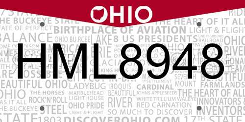 HML8948 Ohio License Plate