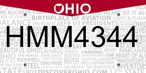HMM4344 Ohio License Plate