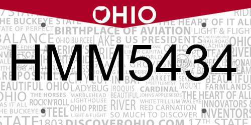 HMM5434 Ohio License Plate