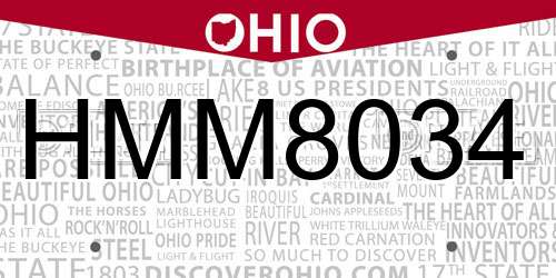 HMM8034 Ohio License Plate