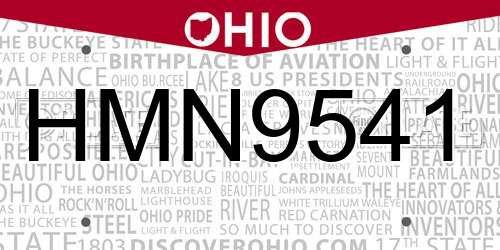 HMN9541 Ohio License Plate