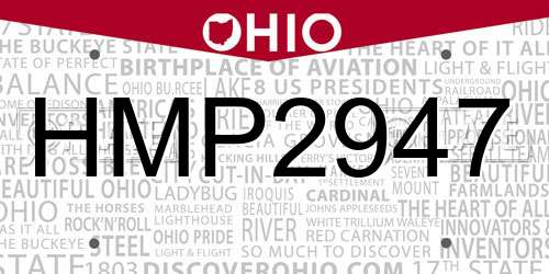 HMP2947 Ohio License Plate