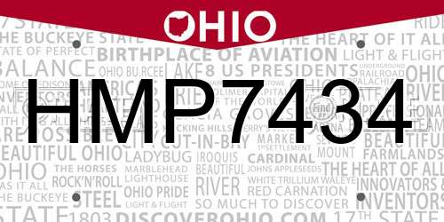 HMP7434 Ohio License Plate