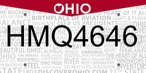 HMQ4646 Ohio License Plate