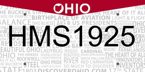 HMS1925 Ohio License Plate