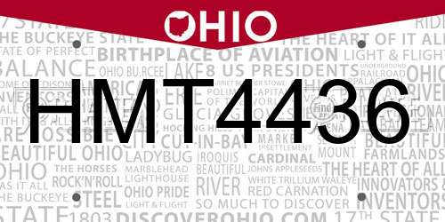 HMT4436 Ohio License Plate