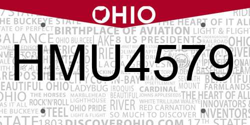 HMU4579 Ohio License Plate