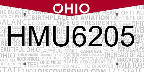 HMU6205 Ohio License Plate