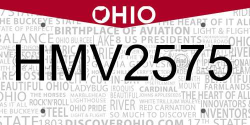 HMV2575 Ohio License Plate