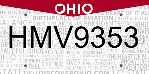 HMV9353 Ohio License Plate