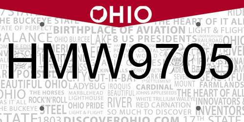 HMW9705 Ohio License Plate