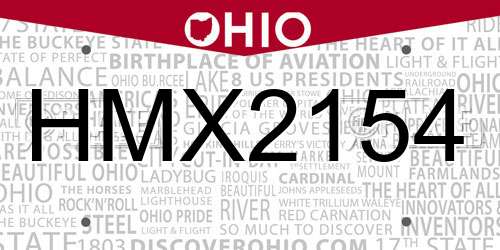 HMX2154 Ohio License Plate