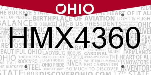 HMX4360 Ohio License Plate