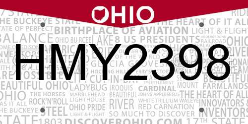 HMY2398 Ohio License Plate