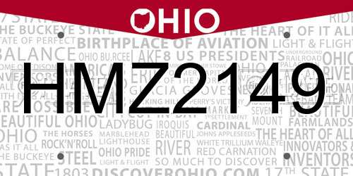 HMZ2149 Ohio License Plate