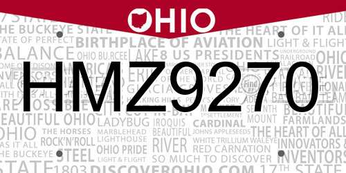 HMZ9270 Ohio License Plate