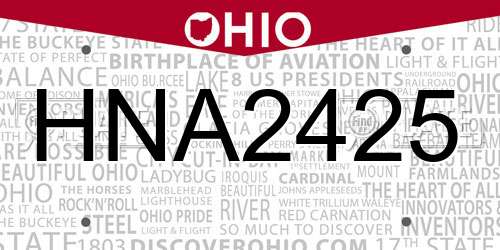 HNA2425 Ohio License Plate