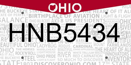 HNB5434 Ohio License Plate