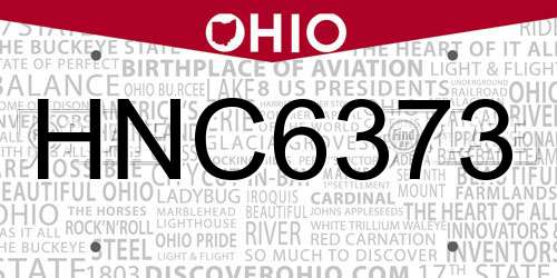 HNC6373 Ohio License Plate