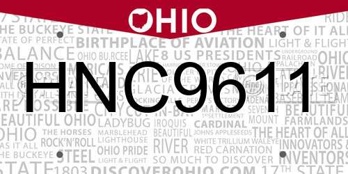 HNC9611 Ohio License Plate