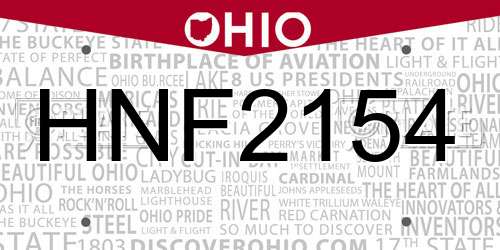HNF2154 Ohio License Plate