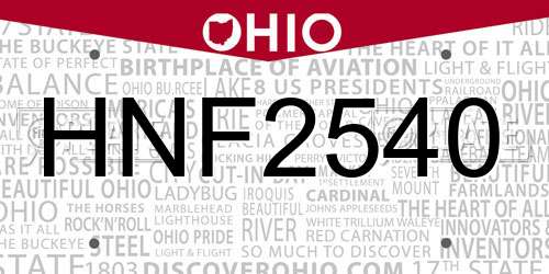 HNF2540 Ohio License Plate