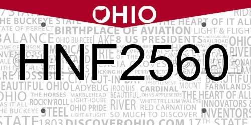 HNF2560 Ohio License Plate