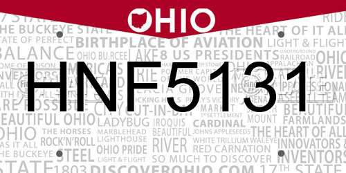 HNF5131 Ohio License Plate